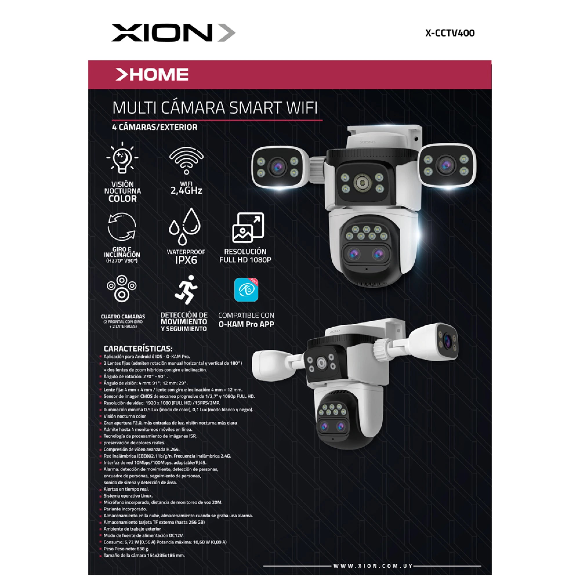 Camara IP WiFi Exterior Cuadruple Xion XI-CCTV400