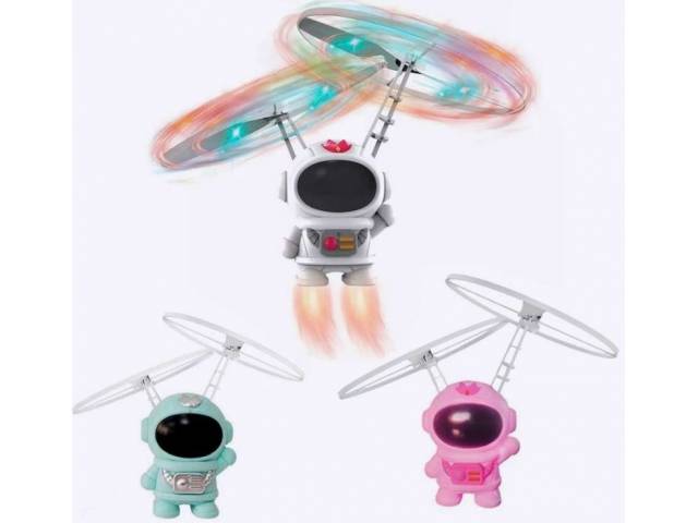 Astronauta volador blanco celeste rosa